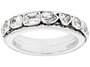 White Cubic Zirconia Platinum Over Sterling Silver Spinner Ring 4.27ctw