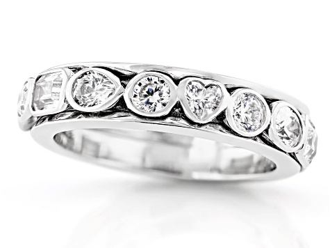 White Cubic Zirconia Platinum Over Sterling Silver Spinner