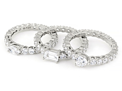 White Cubic Zirconia Platinum Over Sterling Silver Boxed