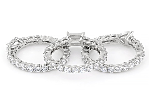 White Cubic Zirconia Platinum Over Sterling Silver Boxed