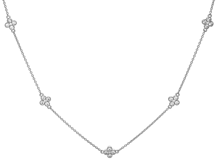 White Cubic Zirconia Platinum Over Sterling Silver Necklace