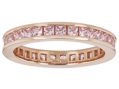 Pink Cubic Zirconia 18k Rose Gold Over Sterling Silver Ring Set 6.56ctw