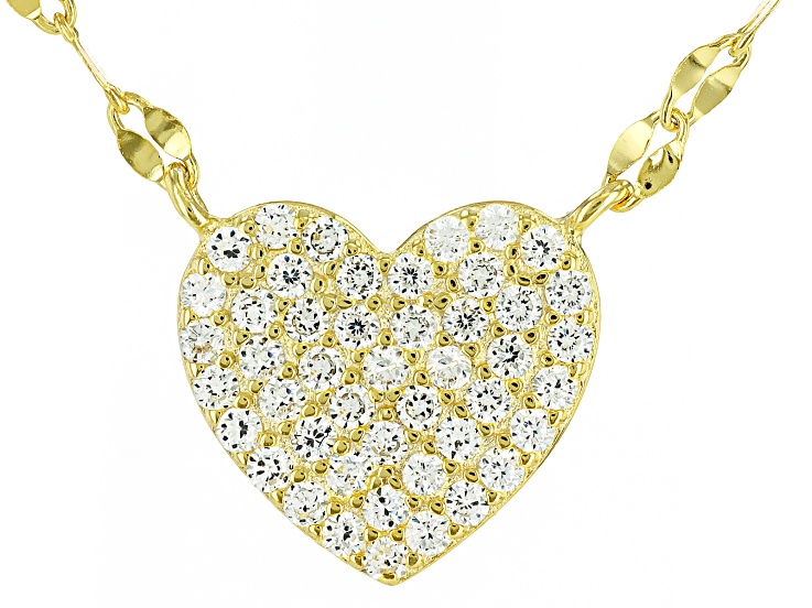 White Cubic Zirconia 14k Yellow Gold Over Sterling Silver