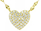 White Cubic Zirconia 14k Yellow Gold Over Sterling Silver Heart Necklace 0.46ctw