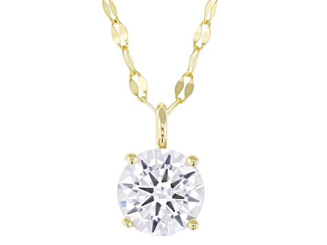 White Cubic Zirconia 14k Yellow Gold Over Sterling Silver Pendant With Chain 1.43ctw