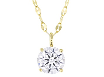Picture of White Cubic Zirconia 14k Yellow Gold Over Sterling Silver Pendant With Chain 1.43ctw