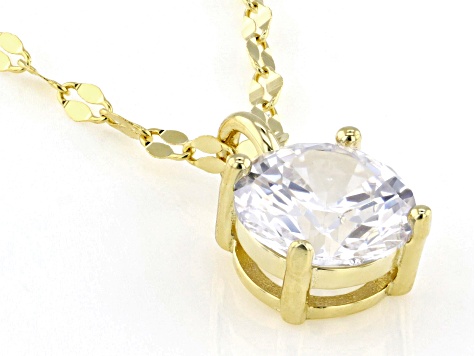 White Cubic Zirconia 14k Yellow Gold Over Sterling Silver Pendant With Chain 1.43ctw