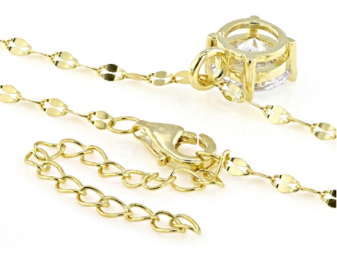 White Cubic Zirconia 14k Yellow Gold Over Sterling Silver Pendant With Chain 1.43ctw