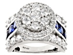 Blue And White Cubic Zirconia Rhodium Over Sterling Silver
