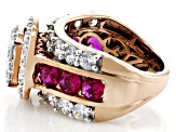 Red And White Cubic Zirconia 18k Rose Gold Over Sterling Silver Ring 7.00ctw