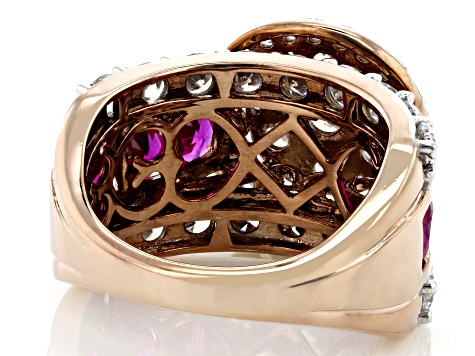 Red And White Cubic Zirconia 18k Rose Gold Over Sterling Silver Ring 7.00ctw