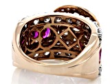 Red And White Cubic Zirconia 18k Rose Gold Over Sterling Silver Ring 7.00ctw
