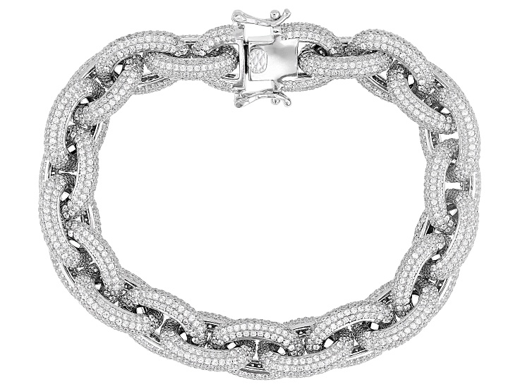 White Cubic Zirconia Platinum Over Sterling Silver Ring 3.80