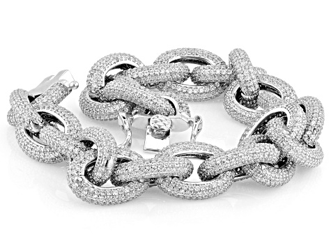 White Cubic Zirconia Rhodium Over Sterling Silver Bracelet