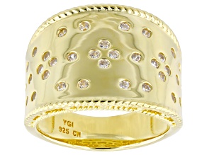 White Cubic Zirconia 18k Yellow Gold Over Sterling Silver Ring 0.92ctw