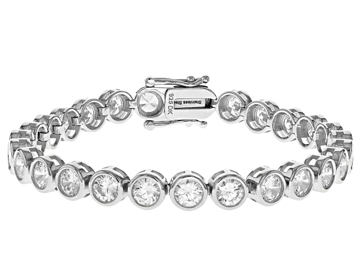 White Cubic Zirconia Rhodium Over Sterling Silver Tennis