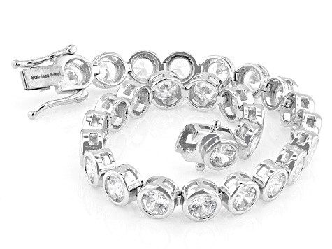 White Cubic Zirconia Rhodium Over Sterling Silver Tennis Bracelet 7.95ctw