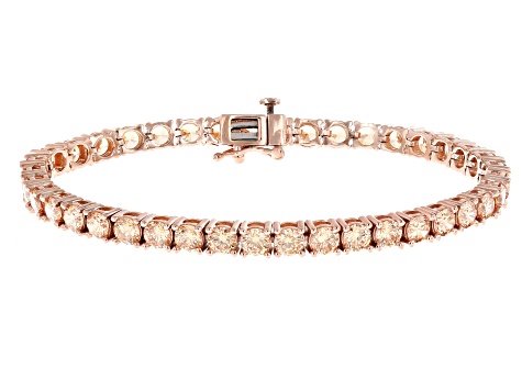 Champagne Cubic Zirconia 18k Rose Gold Over Sterling Silver Tennis Bracelet 16.00ctw