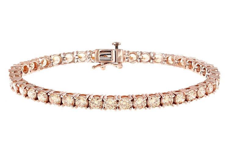 Champagne Cubic Zirconia 18k Rose Gold Over Sterling Silver Tennis Bracelet 16.00ctw