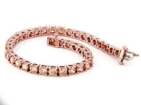 Champagne Cubic Zirconia 18k Rose Gold Over Sterling Silver Tennis Bracelet 16.00ctw