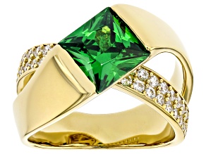 Green And White Cubic Zirconia 18k Yellow Gold Over Sterling Silver Ring 5.52ctw