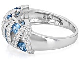 Blue And White Cubic Zirconia Rhodium Over Sterling Silver Ring 1.75ctw