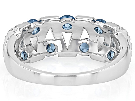 Blue And White Cubic Zirconia Rhodium Over Sterling Silver Ring 1.75ctw