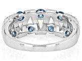 Blue And White Cubic Zirconia Rhodium Over Sterling Silver Ring 1.75ctw