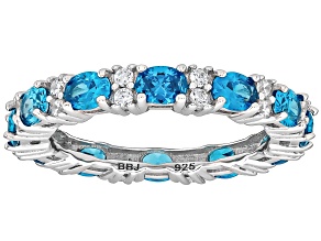 Blue And White Cubic Zirconia Rhodium Over Sterling Silver Ring 3.67ctw