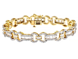 White Cubic Zirconia 18k Yellow Gold Over Brass Tennis Necklace 45.0ctw