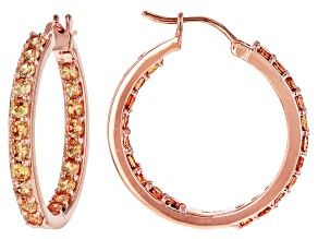 Champagne Cubic Zirconia 18k Rose Gold Over Sterling Silver Hoops 4.25ctw