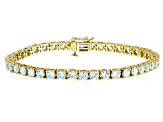 Blue Cubic Zirconia 18k Yellow Gold Over Sterling Silver Tennis Bracelet 15.50ctw