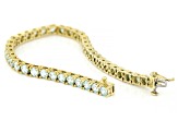 Blue Cubic Zirconia 18k Yellow Gold Over Sterling Silver Tennis Bracelet 15.50ctw