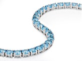 Blue Cubic Zirconia Rhodium Over Sterling Silver Tennis Bracelet 27.20ctw
