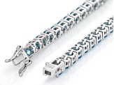 Blue Cubic Zirconia Rhodium Over Sterling Silver Tennis Bracelet 27.20ctw