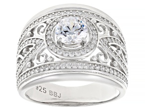 White Cubic Zirconia Rhodium Over Sterling Silver Ring 2.50ctw