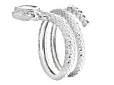White Cubic Zirconia Rhodium Over Sterling Silver Snake Ring 0.47ctw