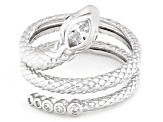 White Cubic Zirconia Rhodium Over Sterling Silver Snake Ring 0.47ctw