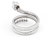 White Cubic Zirconia Rhodium Over Sterling Silver Snake Ring 0.47ctw