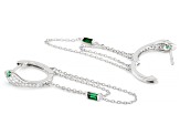 Green And White Cubic Zirconia Rhodium Over Sterling Silver Snake Earrings 1.43ctw