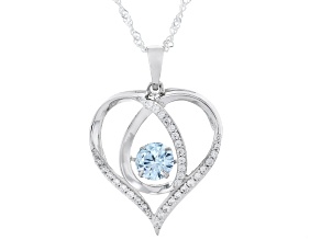 Blue And White Cubic Zirconia Rhodium Over Sterling Silver Pendant 2.05ctw