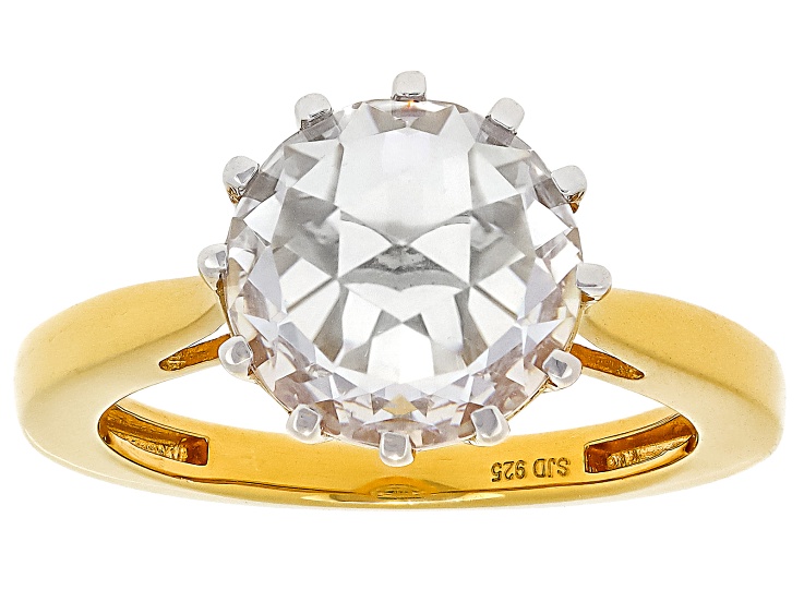 White Cubic Zirconia 18k Yellow Gold Over Sterling Silver