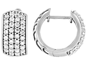 White Cubic Zirconia Rhodium Over Sterling Silver Hoops 1.80ctw