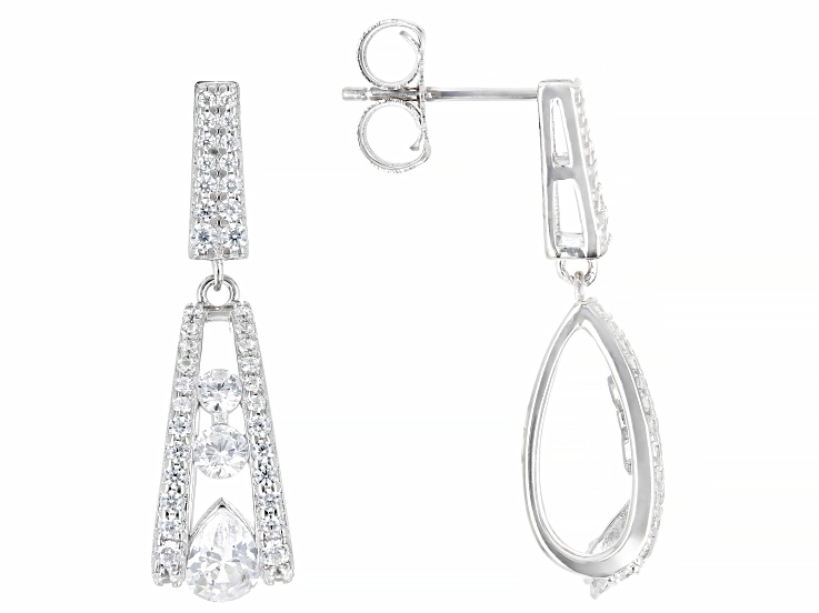 White Cubic Zirconia Rhodium Over Sterling Silver Earrings 2.93ctw