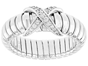 White Cubic Zirconia Rhodium Over Sterling Silver Tubogas Ring 0.21ctw