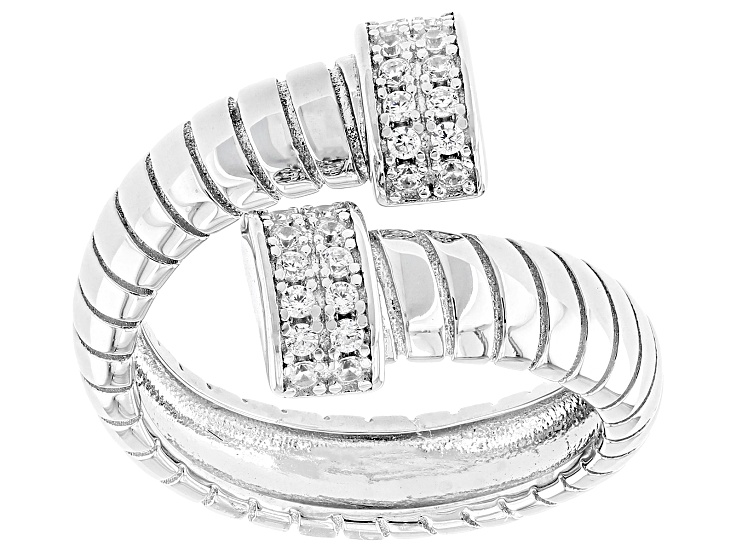 White Cubic Zirconia Rhodium Over Sterling Silver Tubogas Ring 0.36ctw