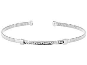 White Cubic Zirconia Rhodium Over Sterling Silver Tubogas Bangle 0.60ctw