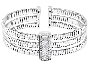 White Cubic Zirconia Rhodium Over Sterling Silver Tubogas Bracelet 2.11ctw