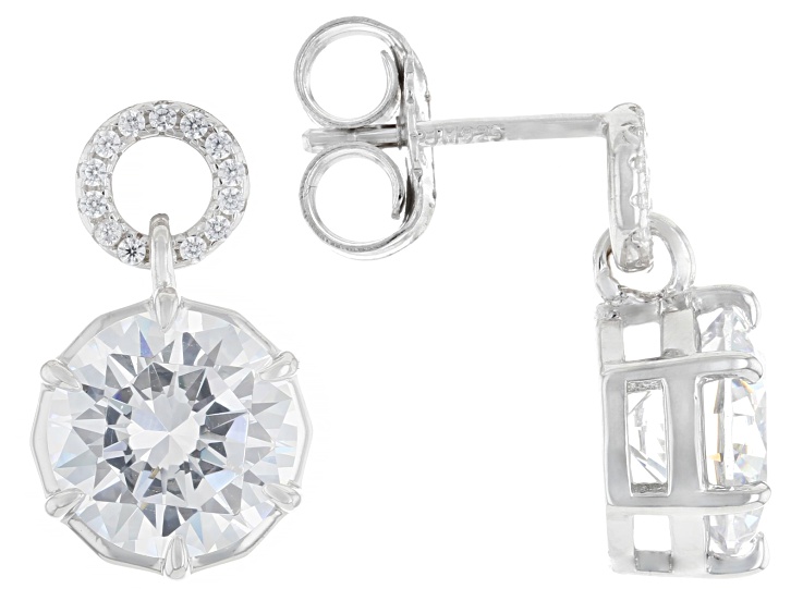 White Cubic Zirconia Rhodium Over Sterling Silver Earrings 9.38ctw