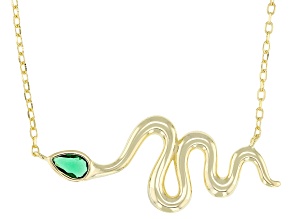 Green Cubic Zirconia 14k Yellow Gold Over Sterling Silver Snake Necklace 0.15ctw